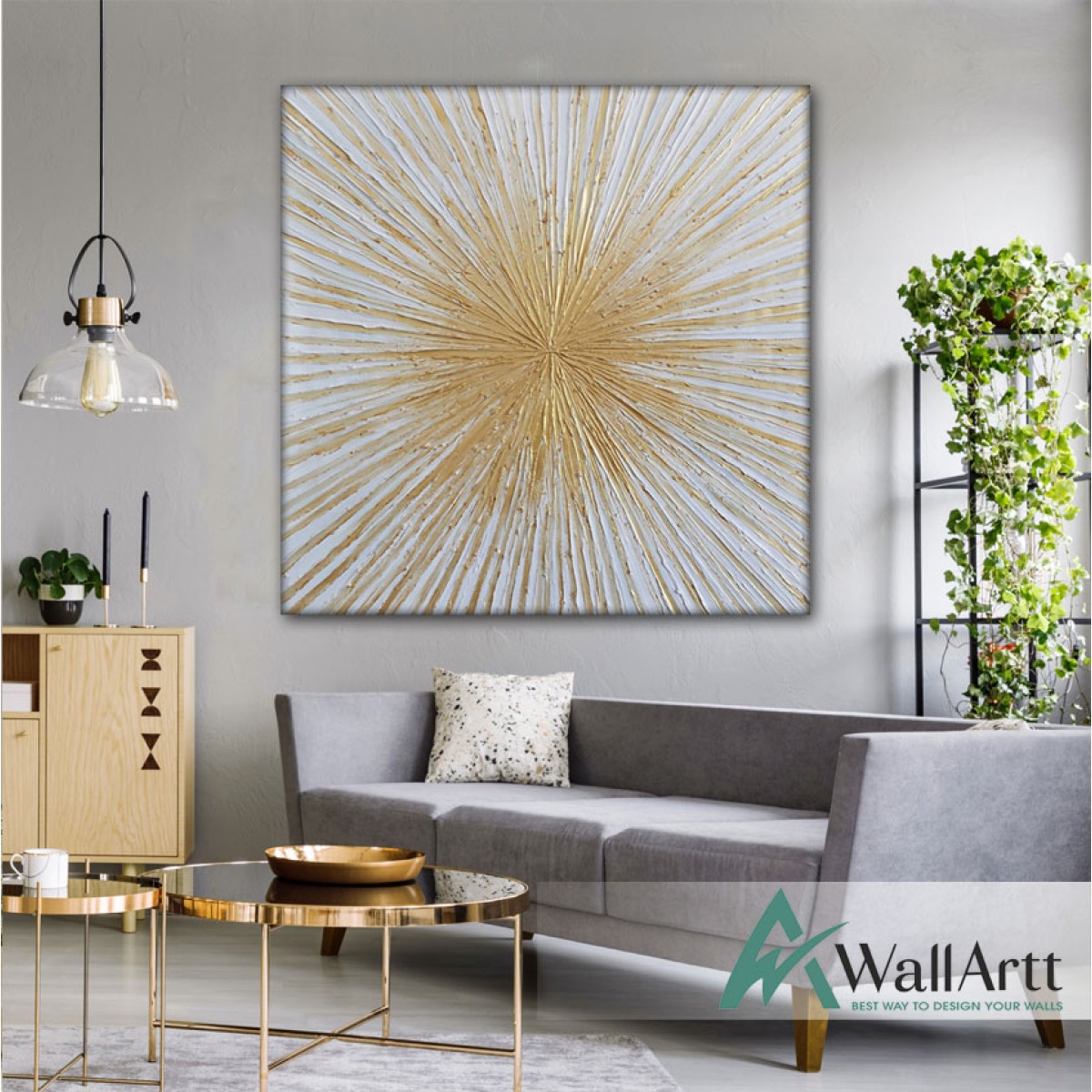 Gold Perspective 3D Heavy Textured Partial Oil Painting